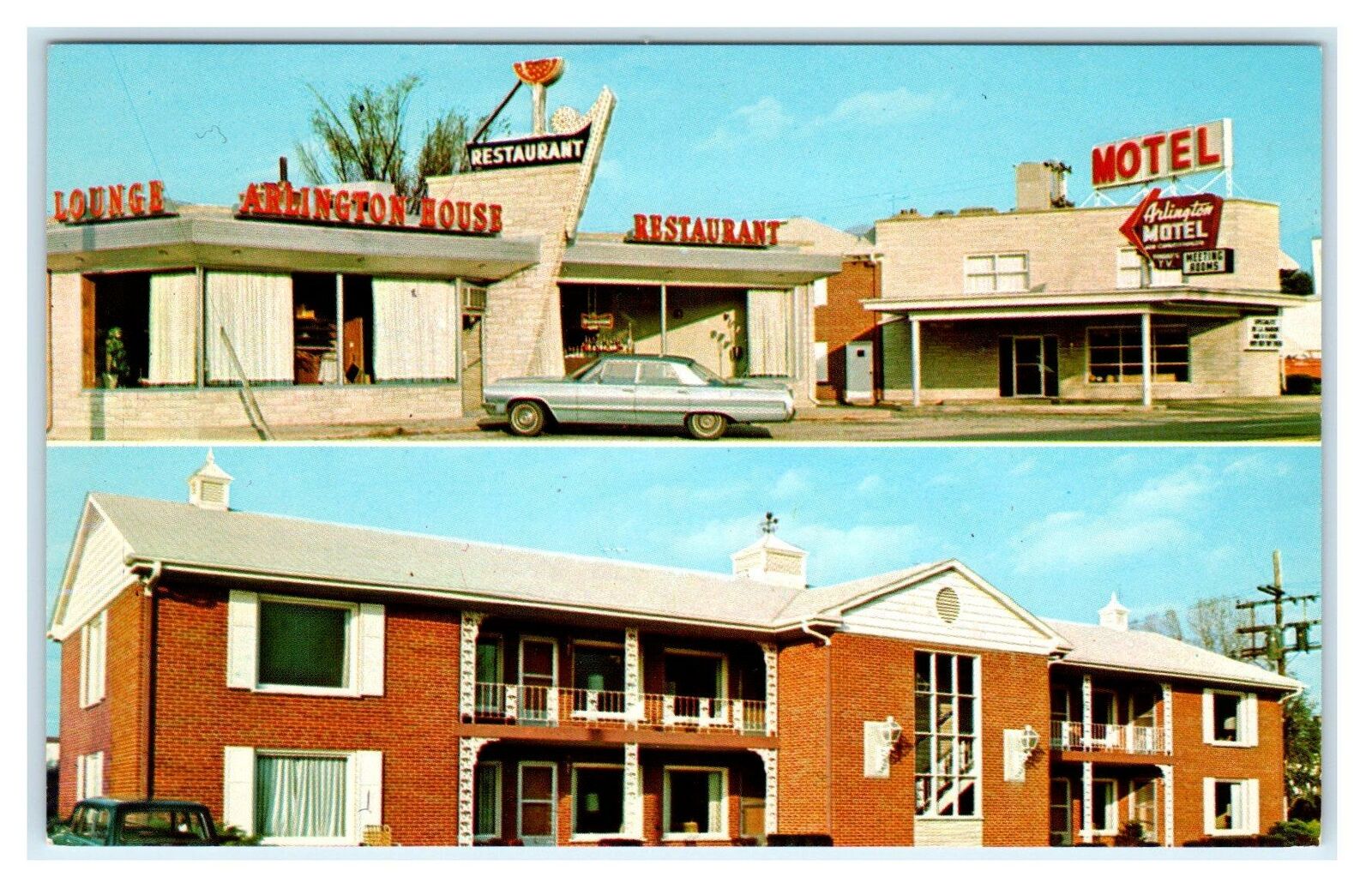 ARLINGTON HEIGHTS, IL ~ Roadside Arlington MOTEL & Restaurant c1960s Postcard