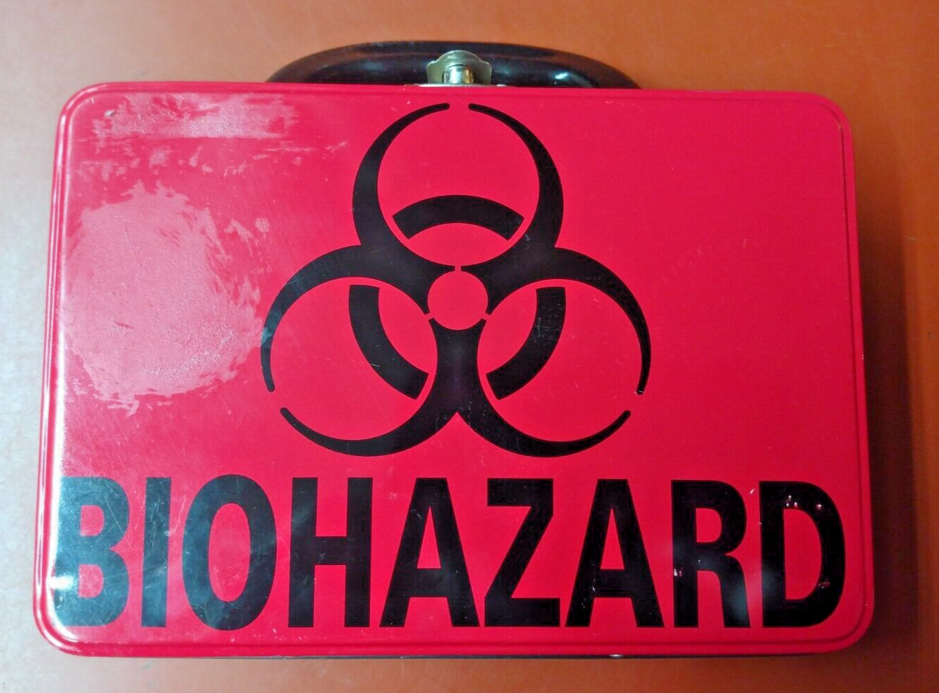 Radioactive Biohazard Tin Lunch Box In Poor Condition 5 x 7 Inches 1999