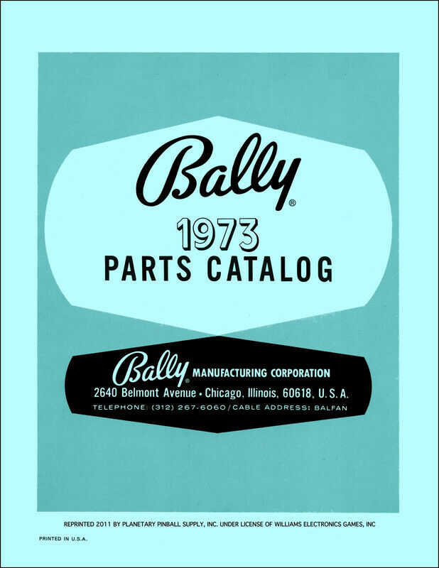 1973 Bally Pinball Machine Parts Catalog Service/Repair Game Manual PPS qB
