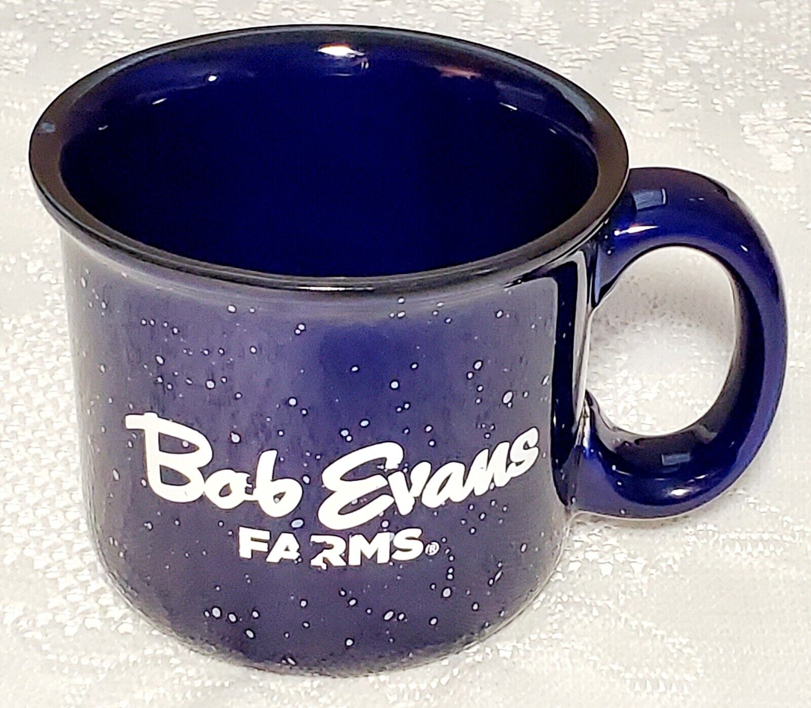 Bob Evans Farms Coffee Mug Restaurant Ceramic Blue Speckled Large Tea Cup