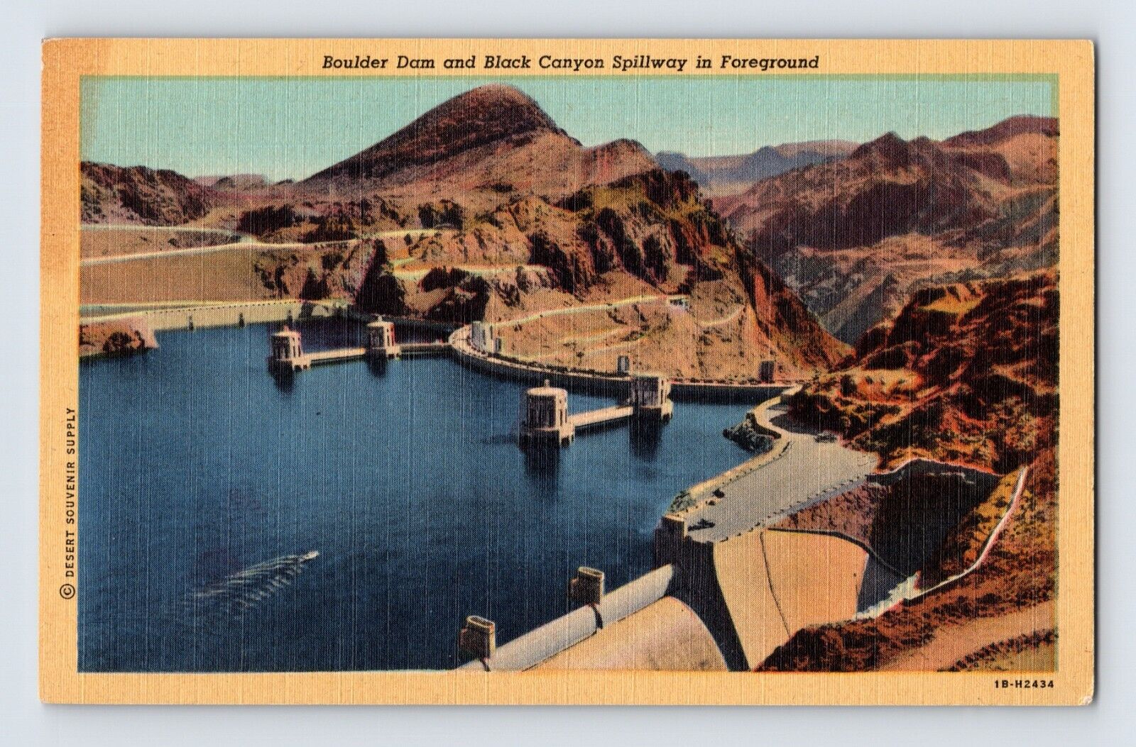 Postcard Nevada Lake Mead NV Boulder Dam 1940s Unposted Linen