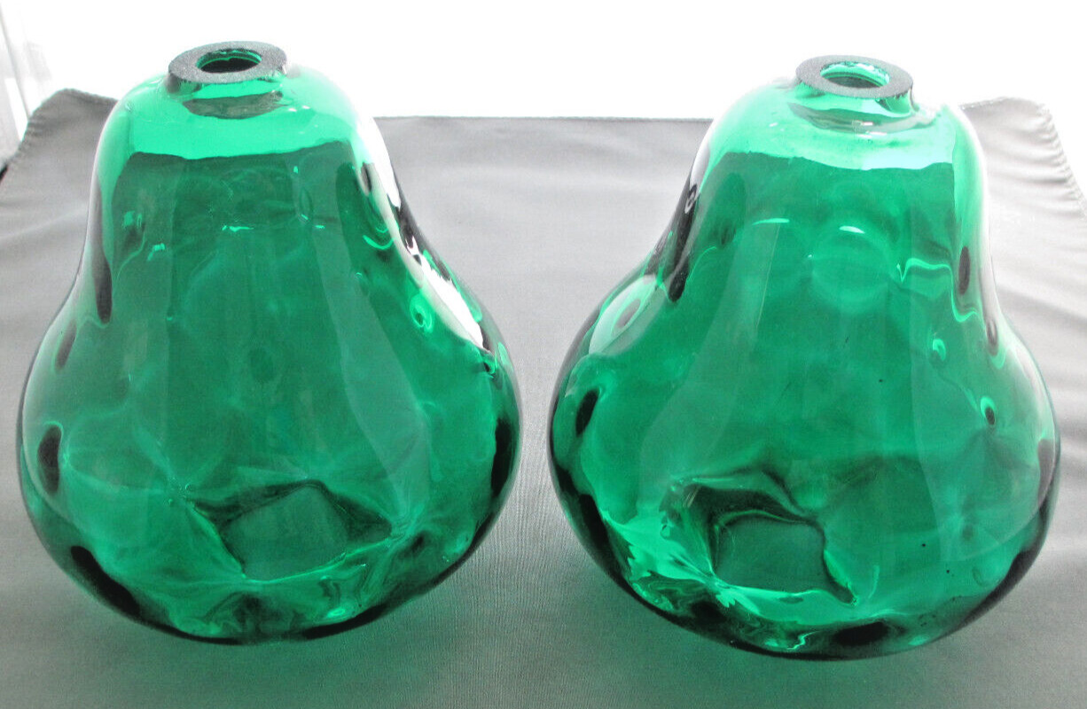 Pr. of stunning green coinspot type glass font or body for chandelier/table lamp