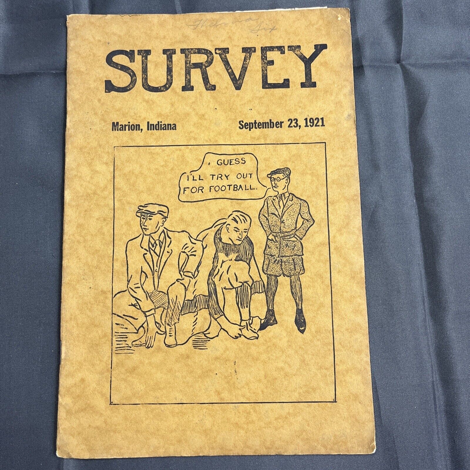 Antique September 1921 Marion Indiana Survey School Newspaper Football Edition 