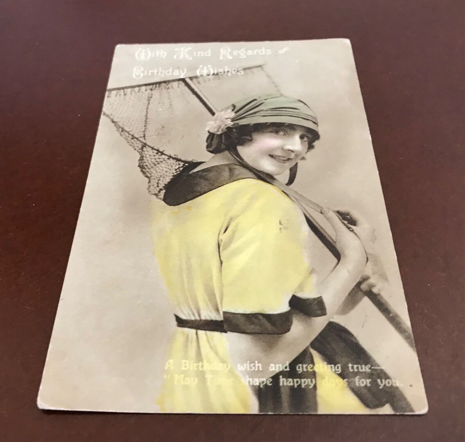 VTG 1916 Postcard..English Girl with Birthday Wishes..Photograph