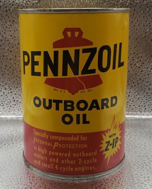 Vintage Original Pennzoil Outboard Motor Oil 1 Quart can. Full
