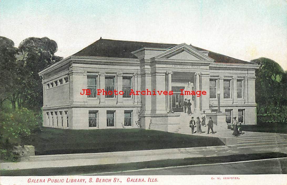 IL, Galena, Illinois, Galena Public Library Building, Exterior, EW Kempster Pub