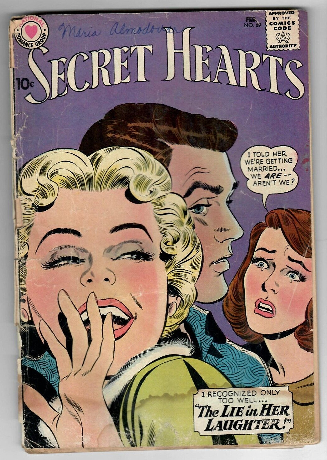 Secret Hearts # 69 (2.0) 2/1961 Early Silver-Age 10c  Romance Purple Cover 💘