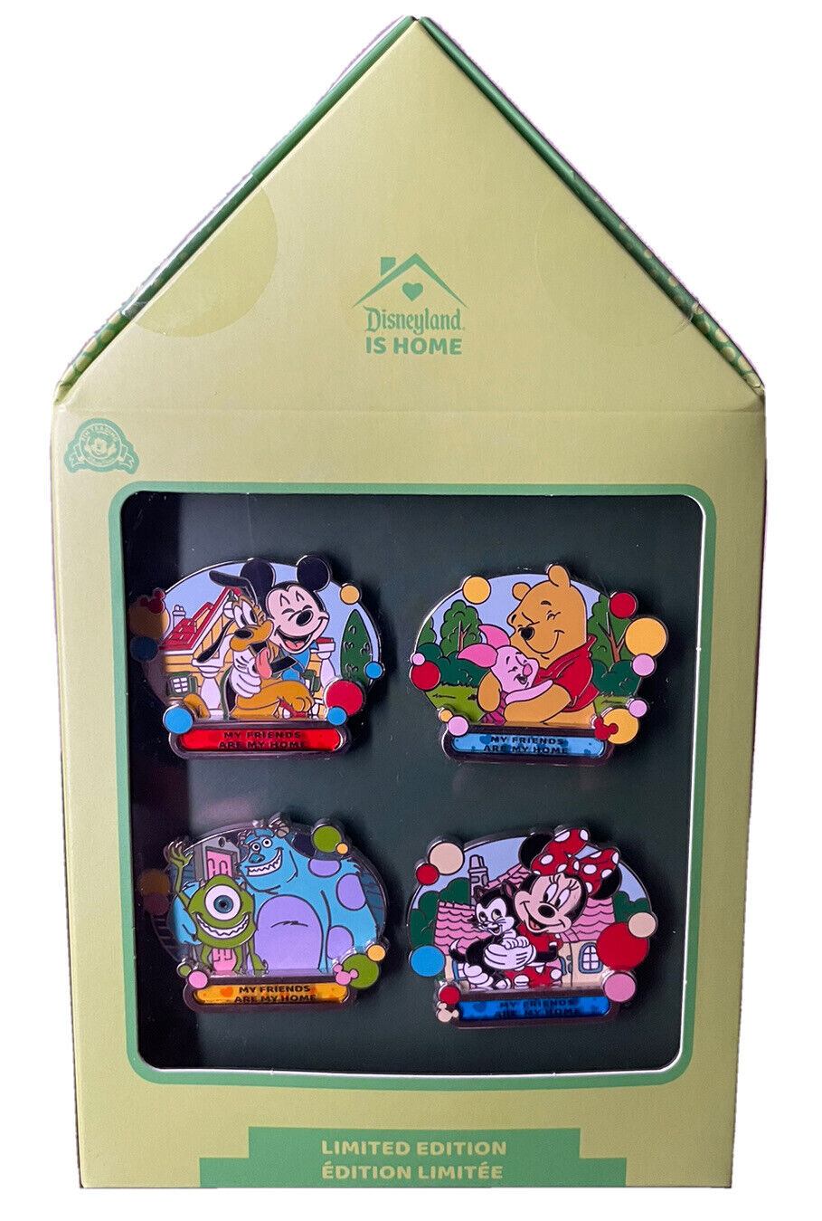 MY FRIENDS ARE MY HOME 4 PIN SET Mickey Pooh Mike Disneyland Is Home 2022