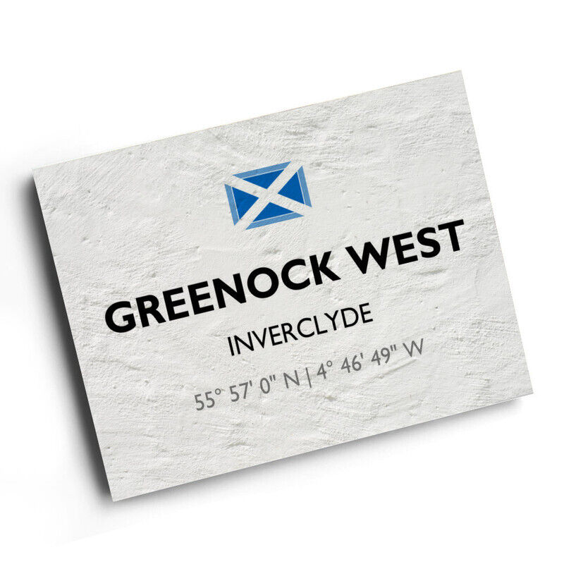 A3 PRINT - Greenock West, Inverclyde, Scotland - Lat/Long NS2676