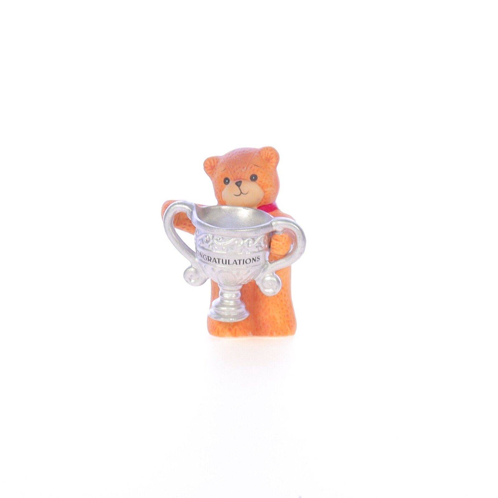 Lucy and Me Vintage 1985 Porcelain Figurine Bear with Congraulations Trophy Cup