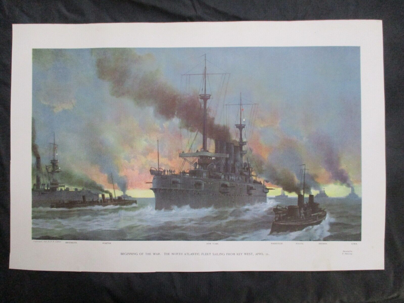 1898 Spanish American War Print - North Atlantic Fleet Sailing From Key West