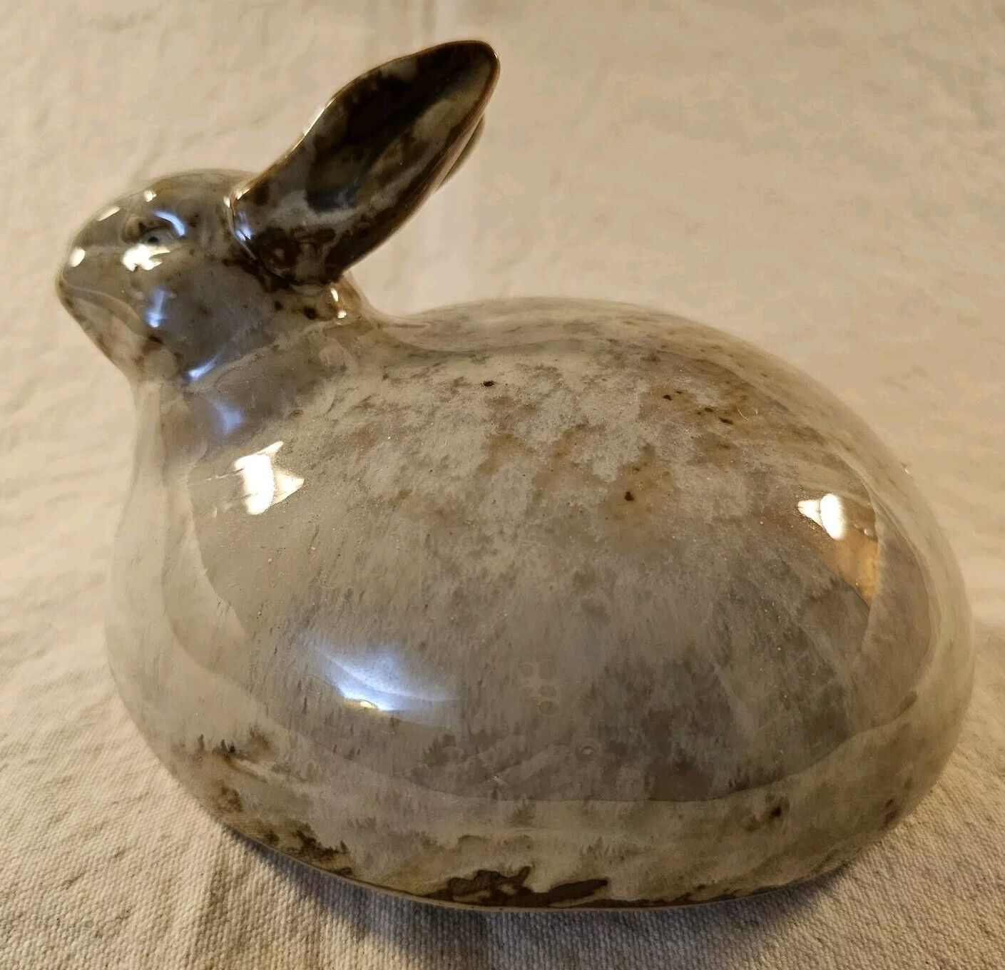 Bunny Figurine Pottery Ceramic Rabbit Easter Garden Decor Cottage Boho Nature 