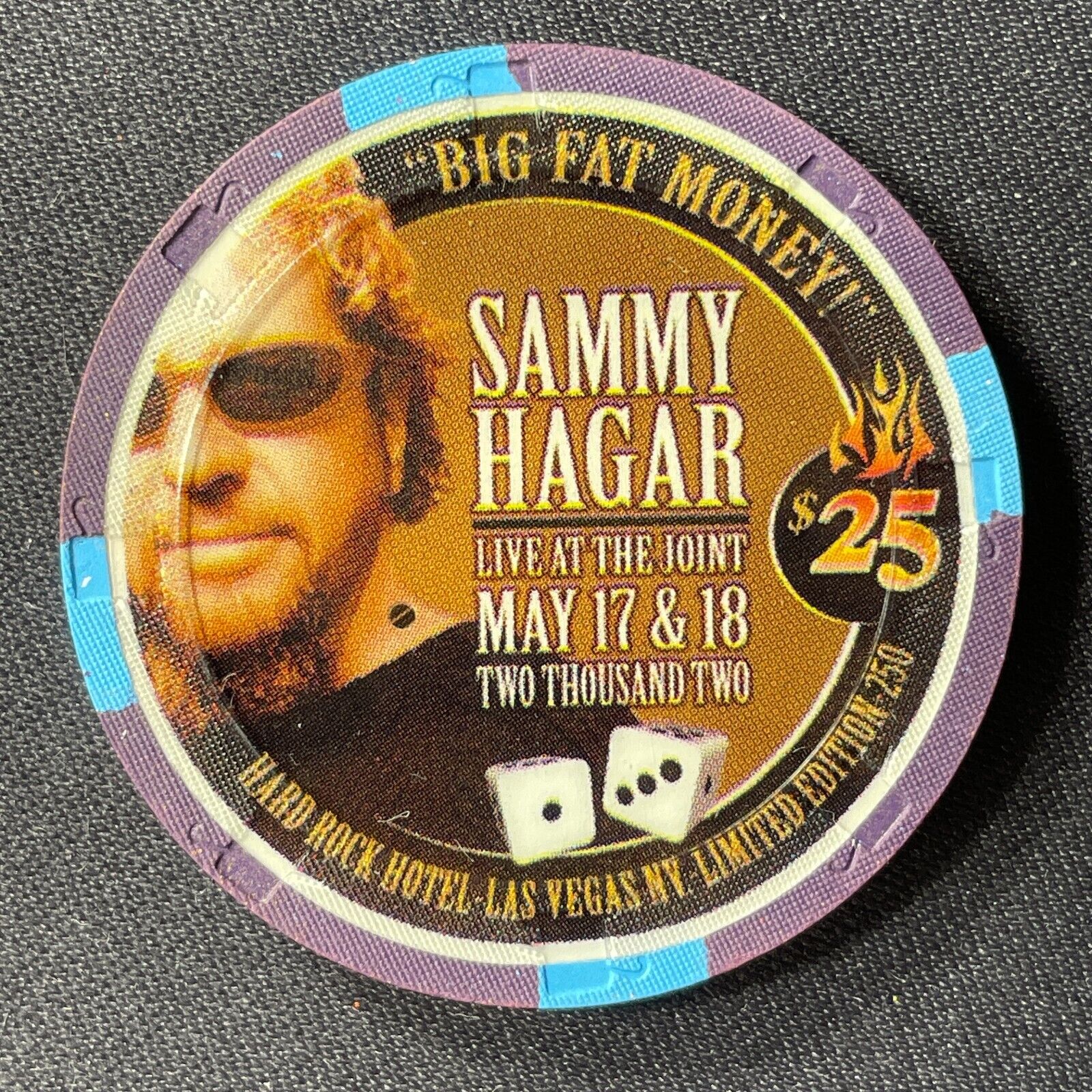 Rare Hard Rock Las Vegas $25 casino chip Sammy Hagar 2002 Obsolete HL