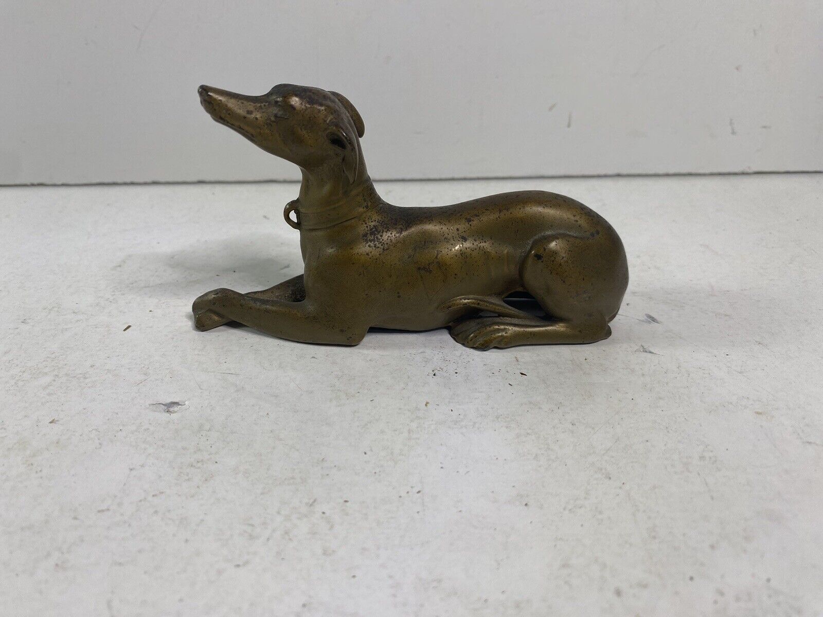 Vintage Mid Century Modern Greyhound Whippet Dog Brass Decor Paperweight