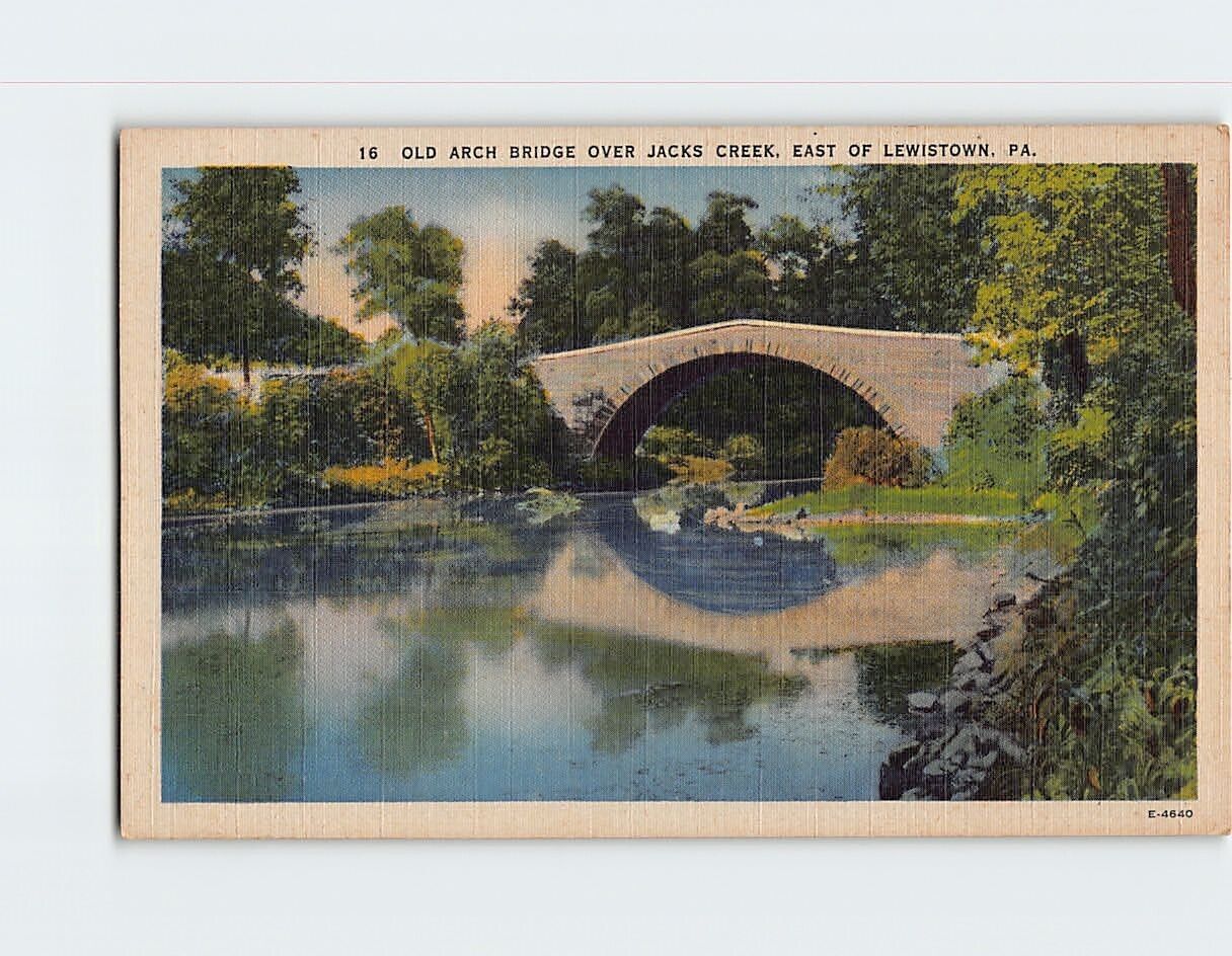 Postcard Old Arch Bridge over Jacks Creek East of Lewiston Pennsylvania USA
