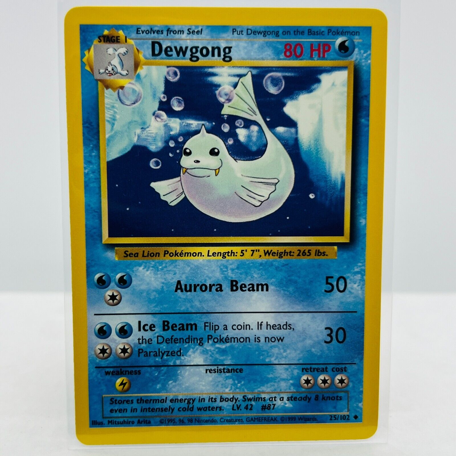 Pokémon Dewgong 25/102 Base Set Unlimited Pokemon 1999 WOTC Uncommon Card NM+