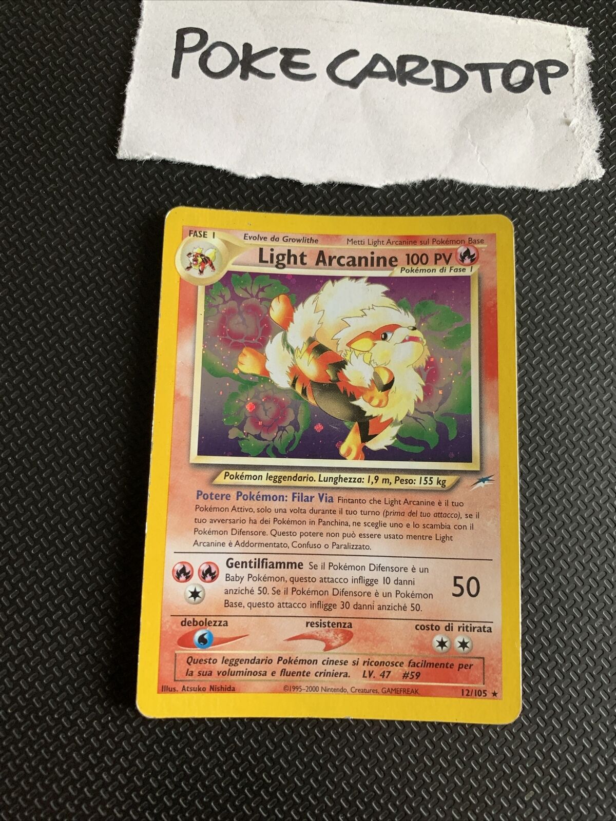 Pokemon Card Light Arcanine 12/105-Neo Destiny-Ita-Holo-Exc