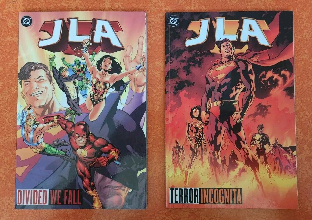 JLA Volume 7 & 8 Divided We Fall Terror Incognito 2001 DC Comics TPB OOP