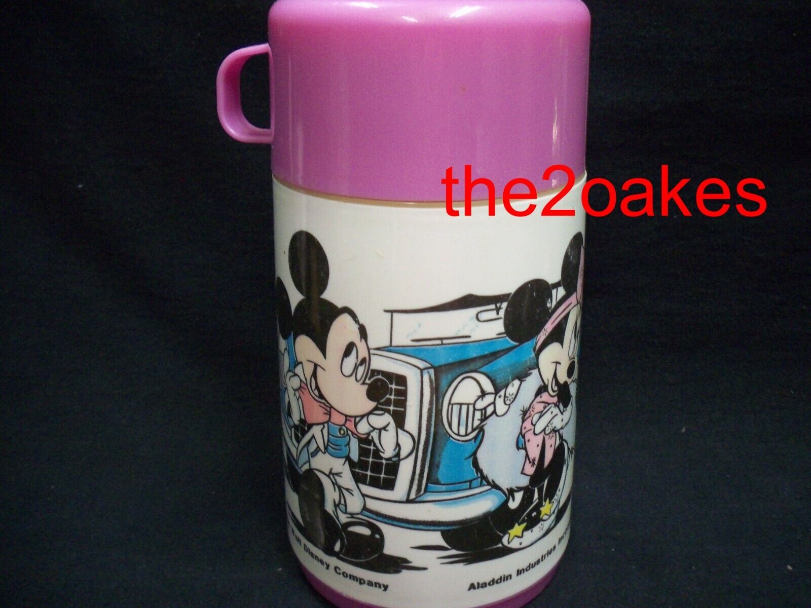 Vintage 1970\'s Walt Disney World Mickey Mouse Aladdin Thermos Pink Lid