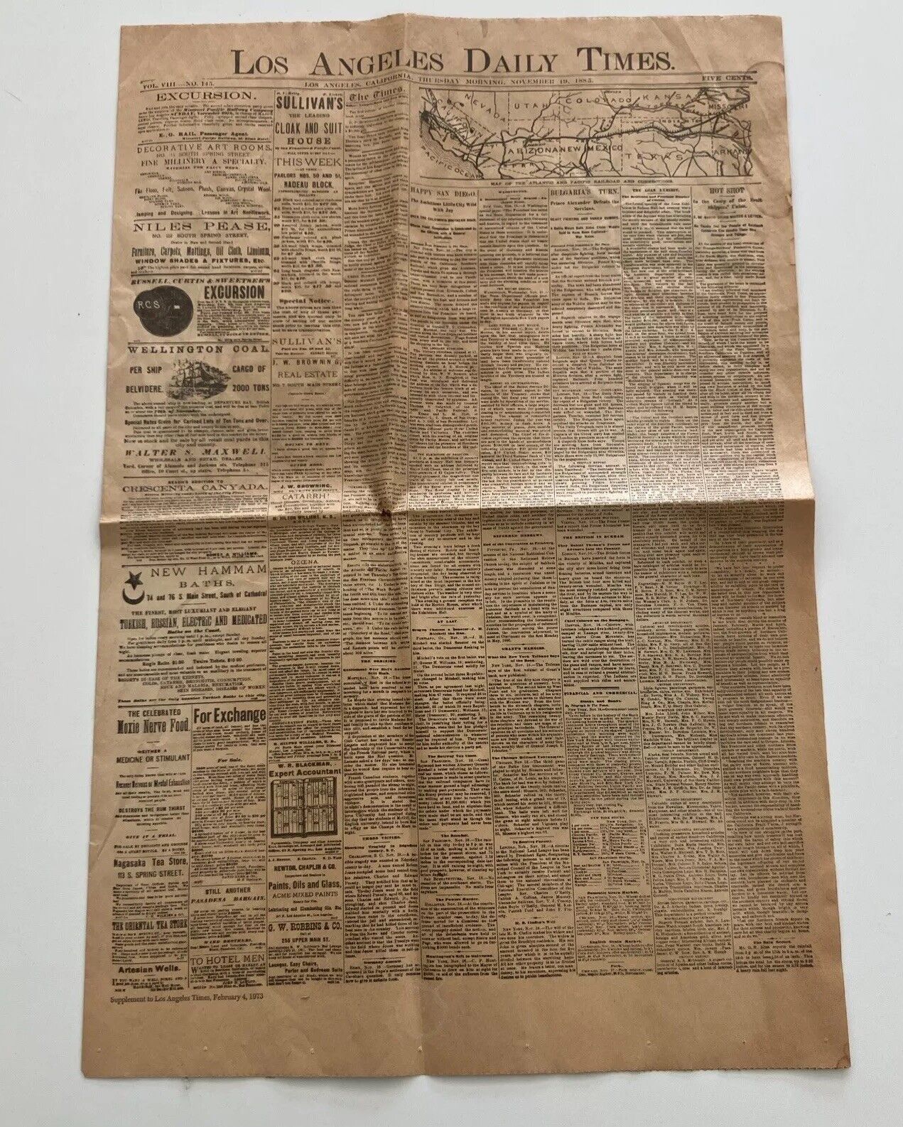 1973 Los Angeles Daily Times 1885 + 1910 + WW1 Reproduction LA Times Newspaper