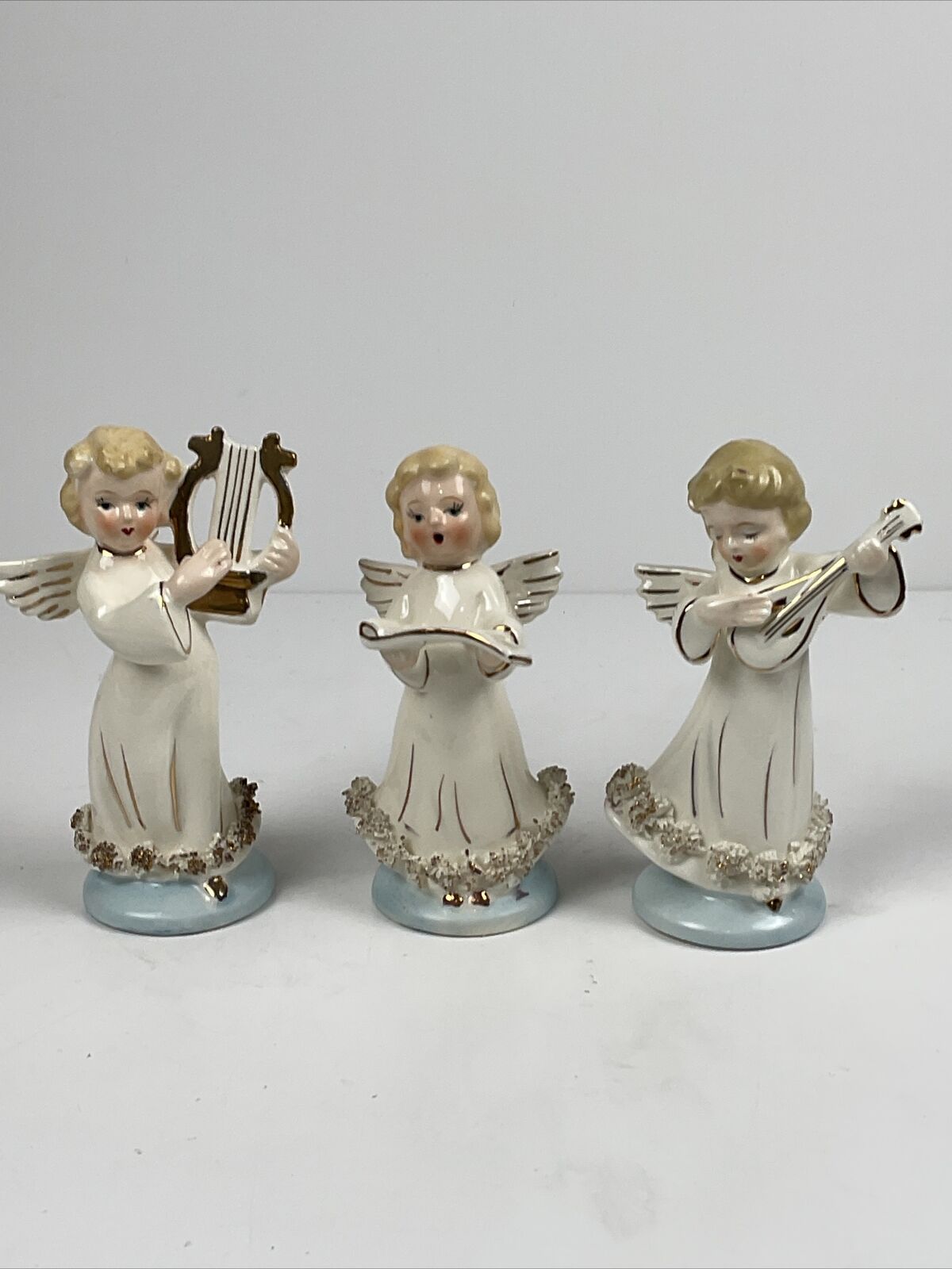 Vintage CHASE White Christmas Spaghetti Angels Figurine Japan 5\