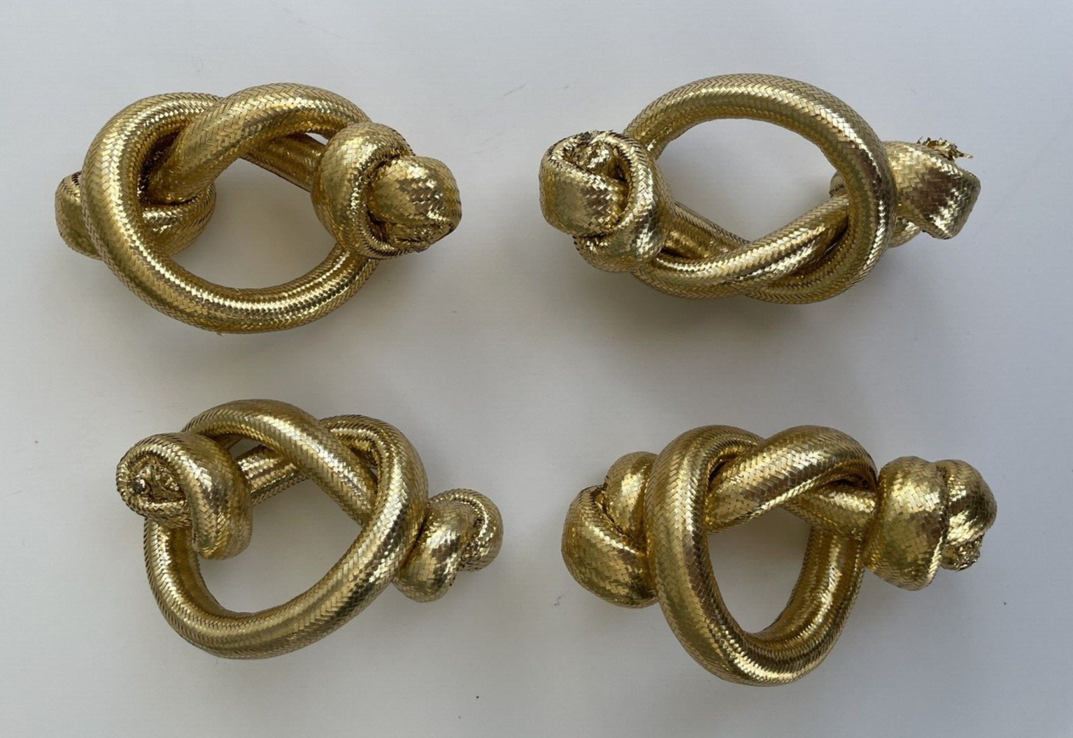 NWOT Vintage 1980s Modernist Gold Lame Knot Napkin Rings