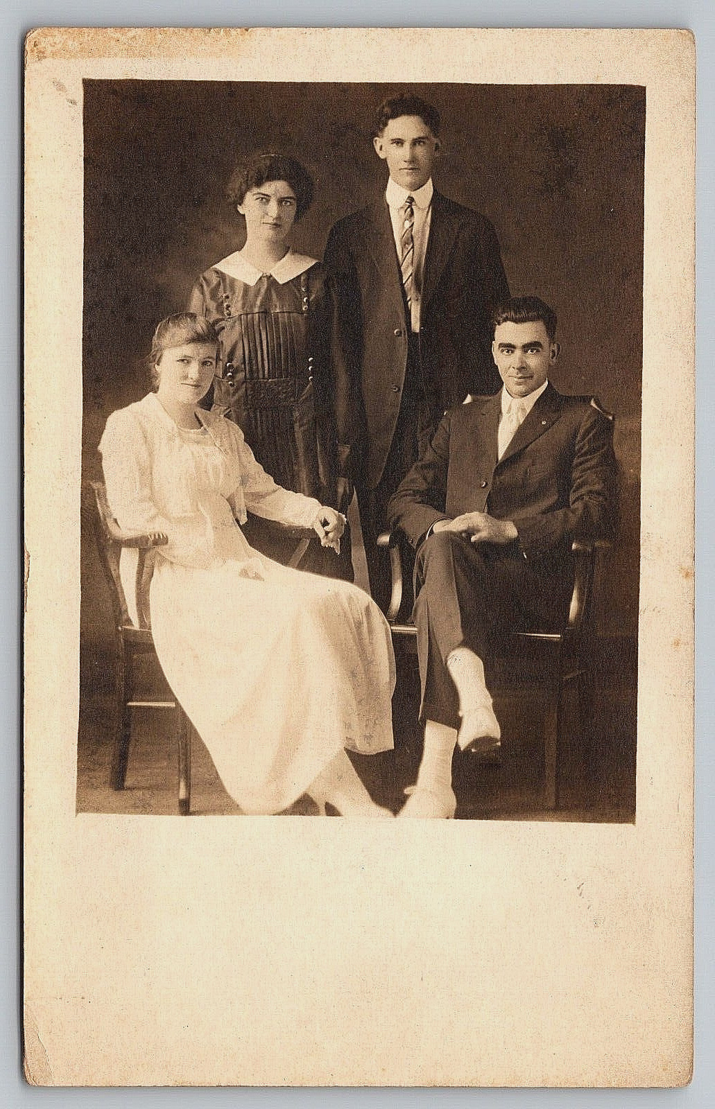 Postcard RPPC Family Portrait Married Couples Vintage Real Photograph 1910's