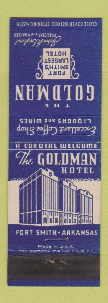 Matchbook Cover - Goldman Hotel Fort Smith AR
