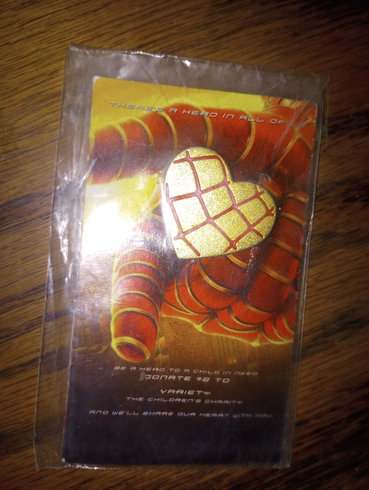 Vintage Spiderman Web Heart Pin Brooch Variety Children\'s Charity KG