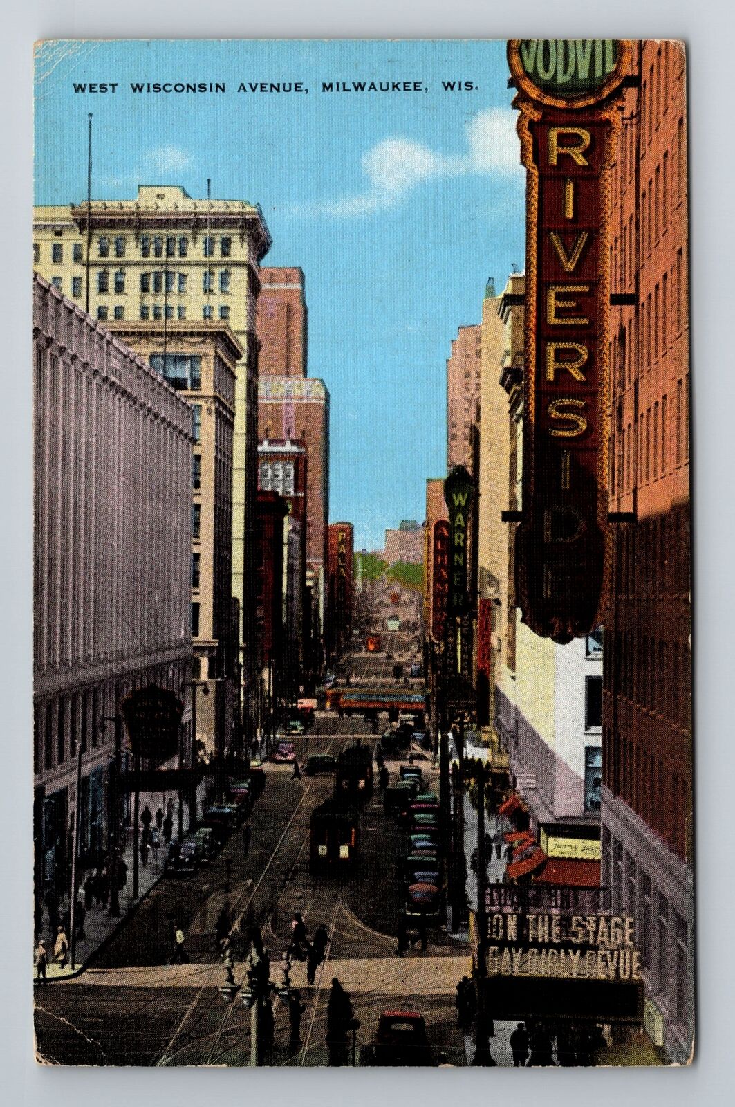 Milwaukee, WI-Wisconsin, West Winconsin Avenue Antique c1943, Vintage Postcard