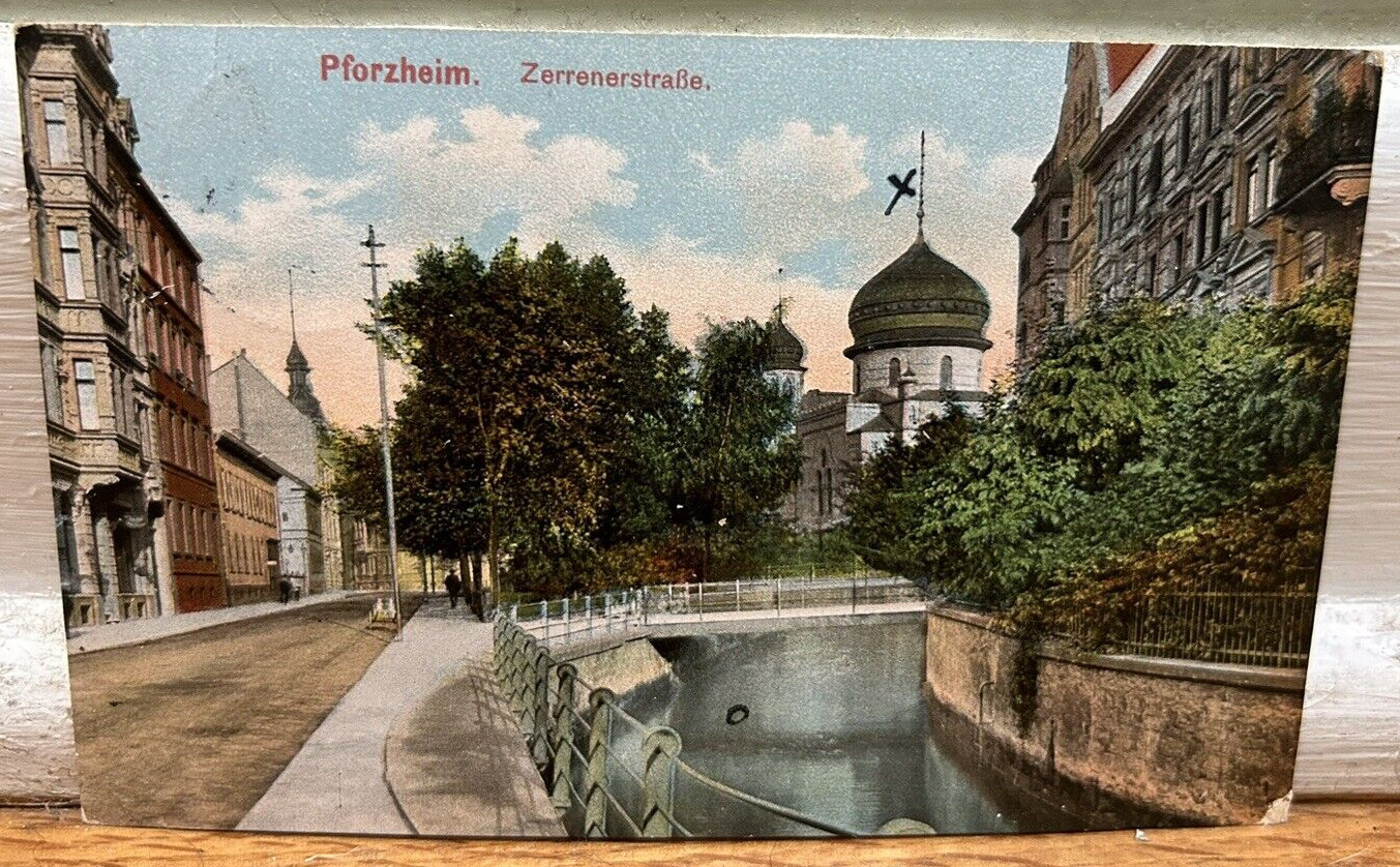 Antique Jewish Postcard Extremely Rare Pforzheim Synagogue Kristallnacht 1912