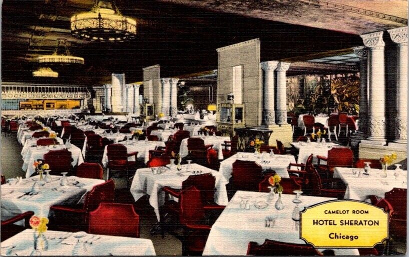 Advertising Postcard Hotel Sheraton Camelot Dining Room Chicago  Illinois   X137
