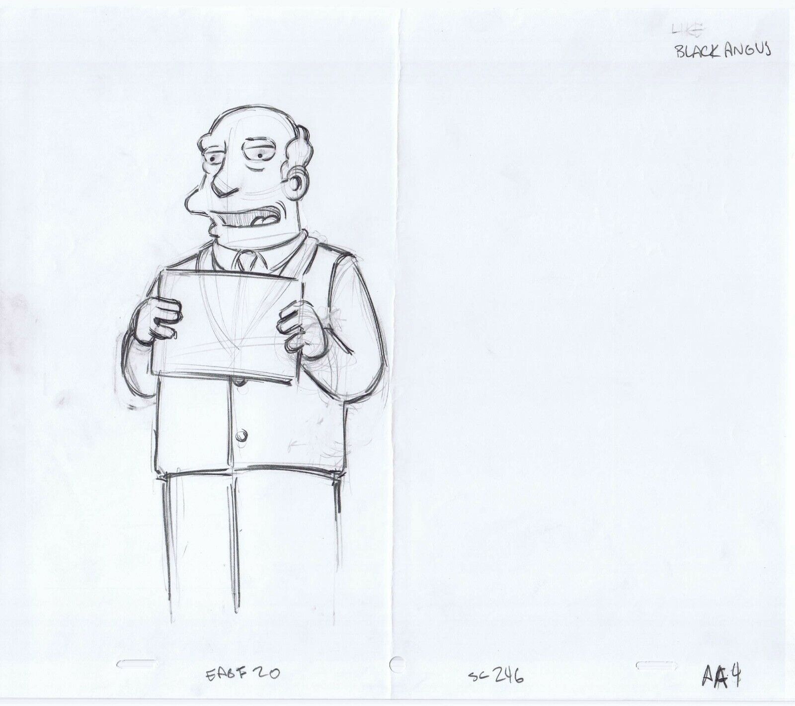 Simpsons Chalmers 2003 Original Art w/COA Animation Production Pencils SC246A A4