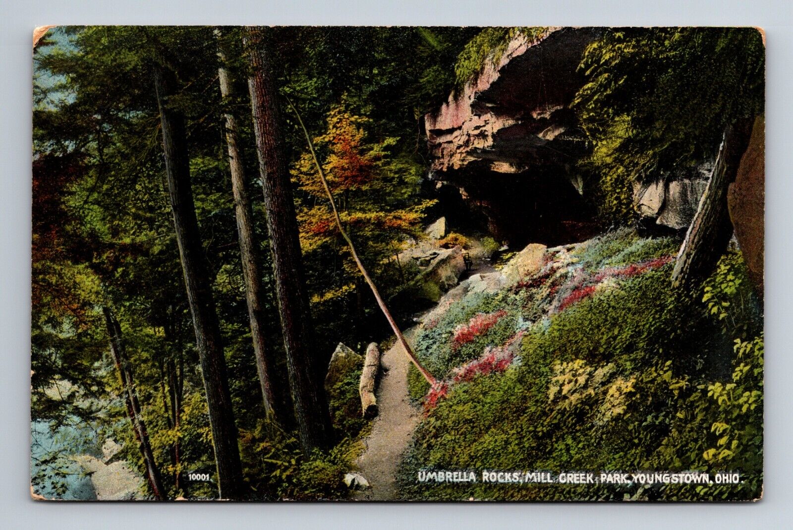 Umbrella Rocks Mill Creek Park Youngstown Ohio Postcard c1909