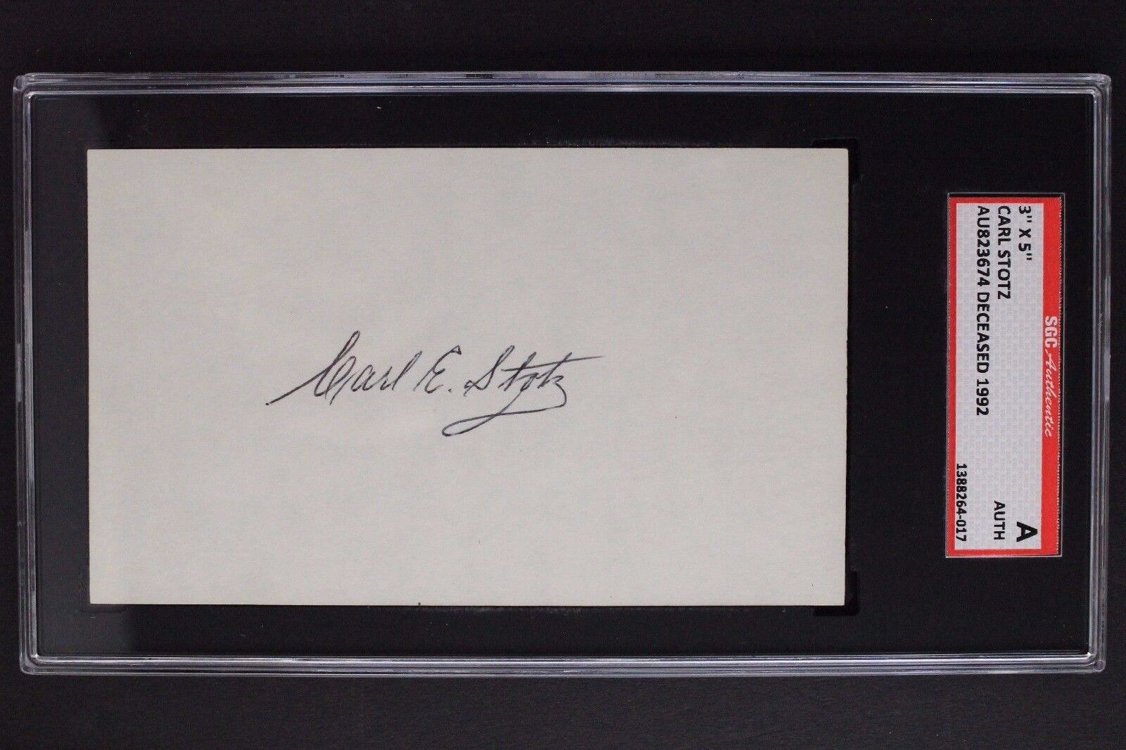 Carl Stotz (d.1992) Little League Founder Autograph 3x5 Signature SGC Authentic