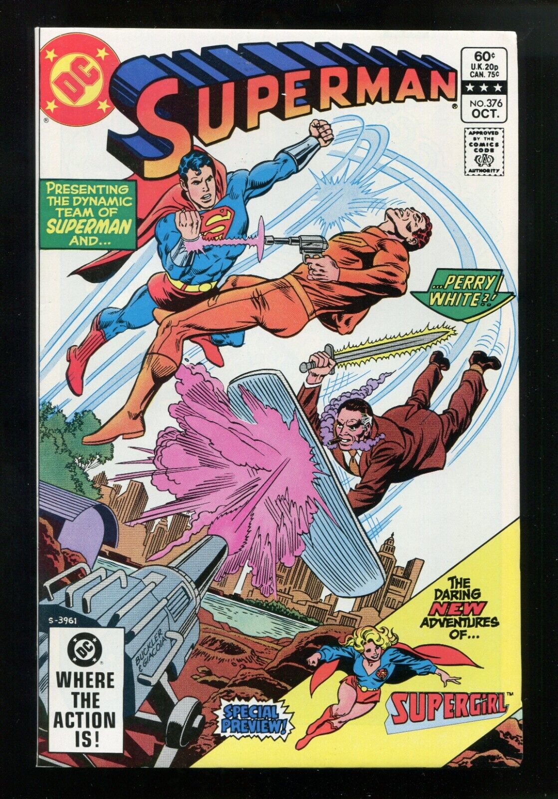 SUPERMAN #376 - 1ST APP NEW SUPERGIRL PREVIEW - UNREAD 9.4 COPY - 1982