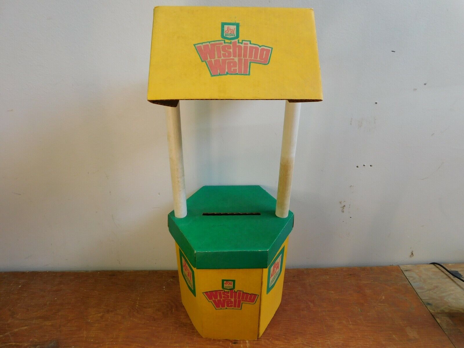 Vintage S&H Green Stamps Cardboard Wishing Well Store Display Good Condition 
