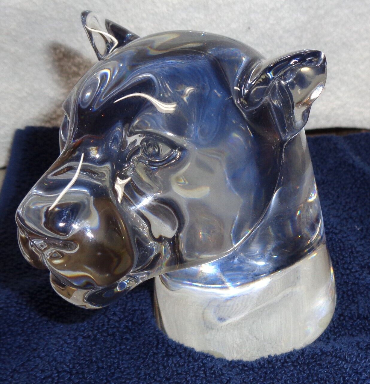 Baccarat France Panther Puma Bust Signed 5 in Tall Mint