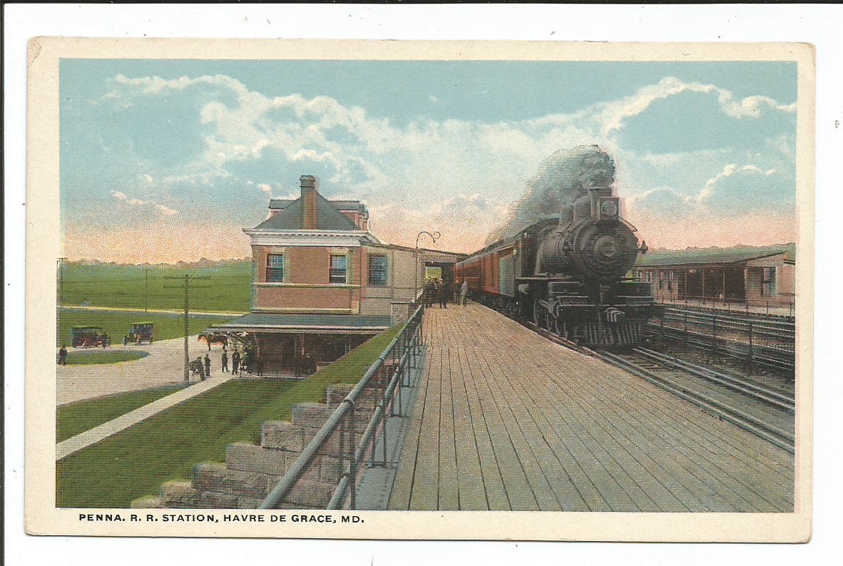 early PRR RR Station postcard, Havre de Grace Maryland Md