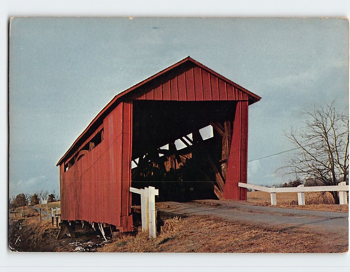 Postcard Riddle Hill Covered Bridge, Sangamon County, Illinois, USA