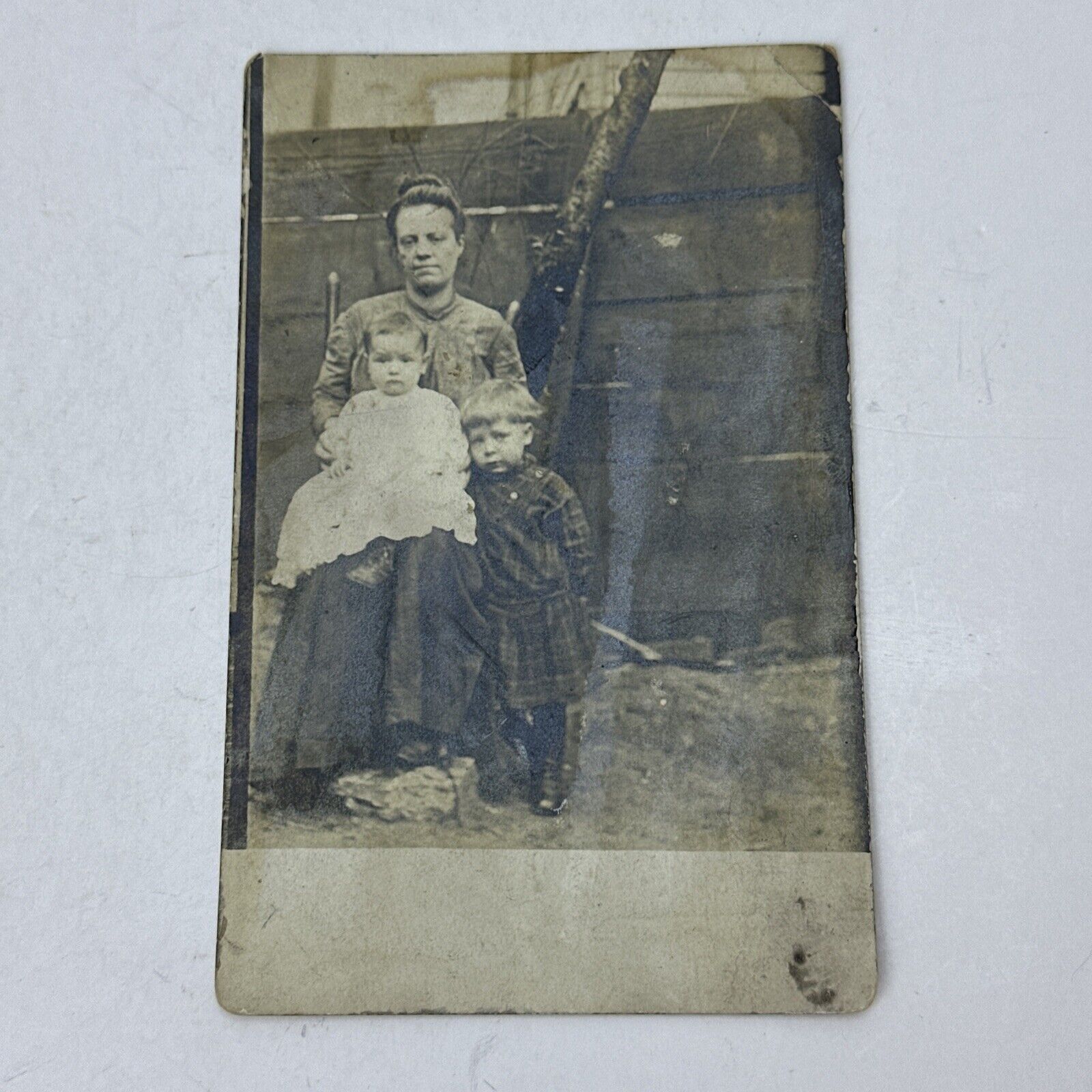 Vintage Antique Postcard Family Photo Mother Children
