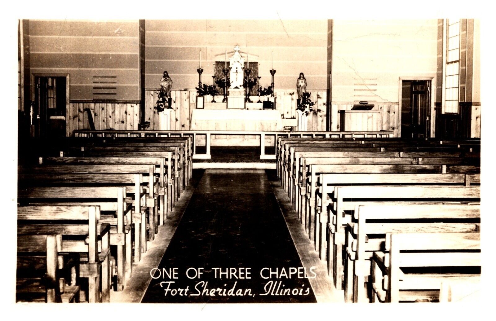 postcard One of the Three Chapels Fort Sheridan Ill. RPPC 8416