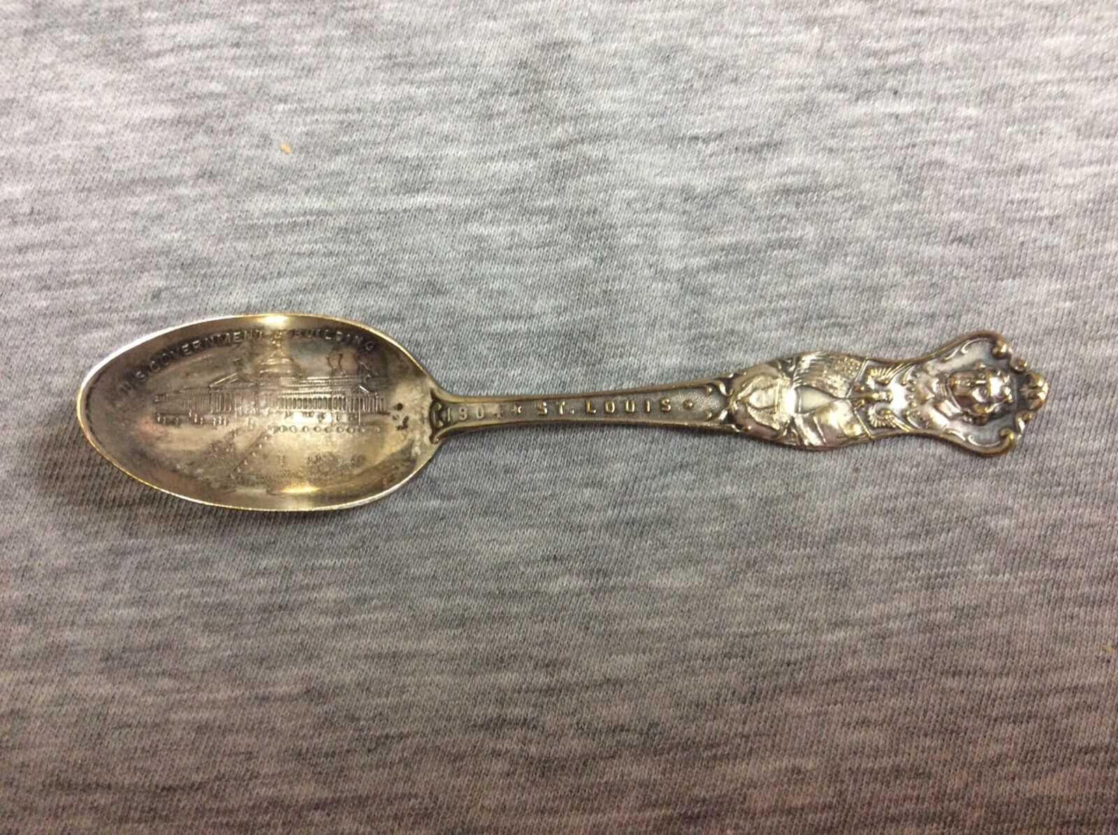 Antique 1904 St. Louis World’s Fair US Silver Co Gov. Bldg Souvenir Spoon