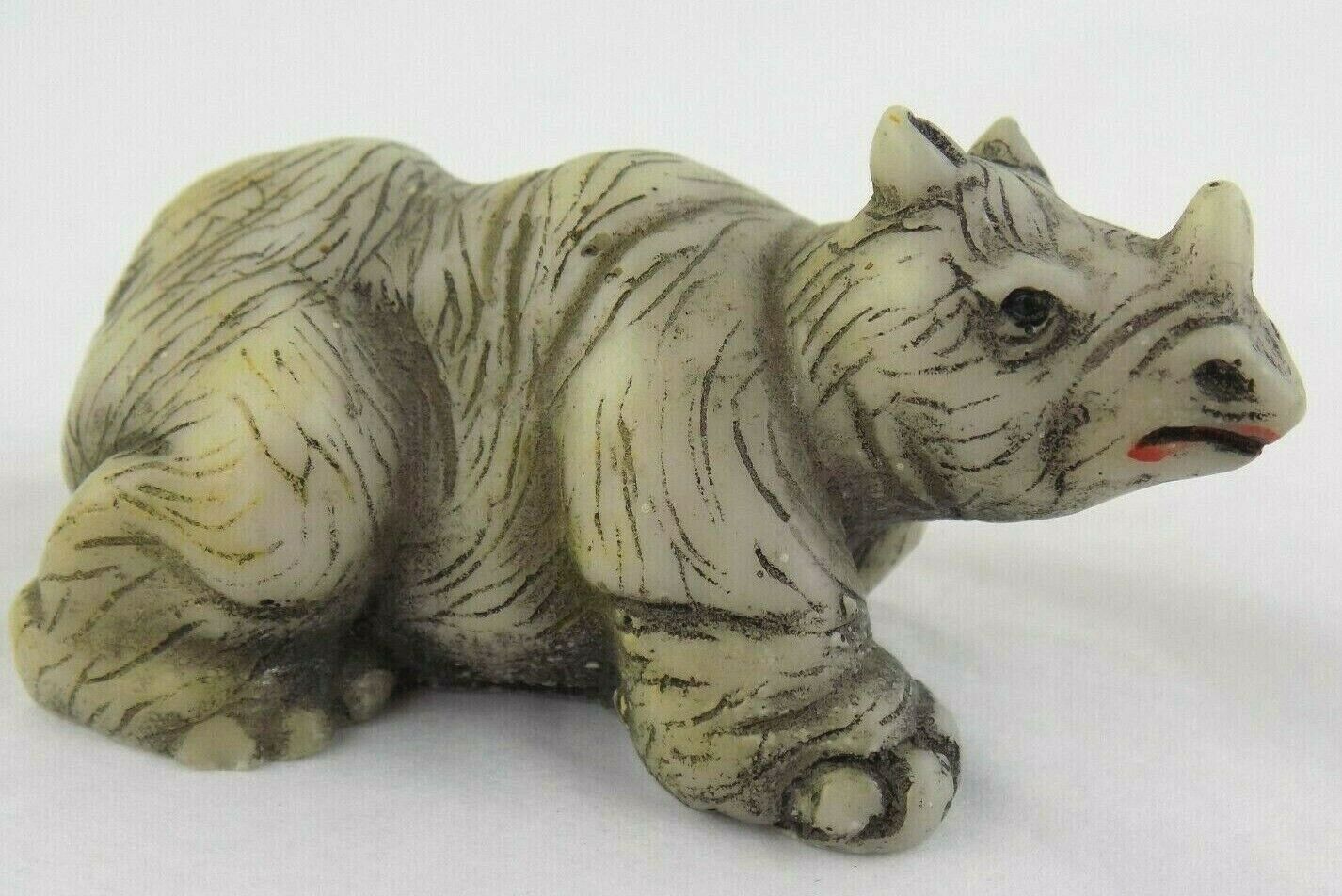Rhinoceros Figurine Detailed Resin Rhino Lying Down Small Collectible Decor 