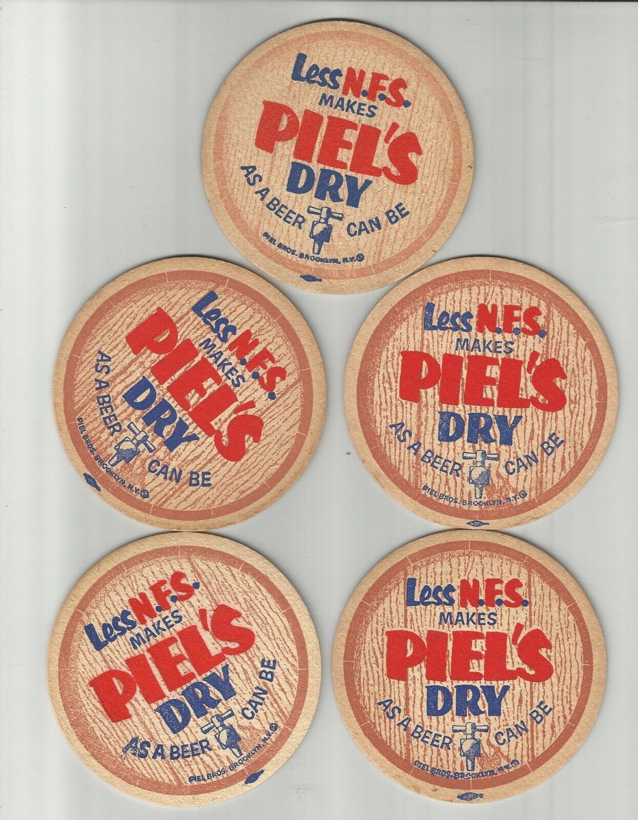 Lot Of 5 1960\'s Piels Beer Coasters-Piel Bros.Of Brooklyn NY  3\