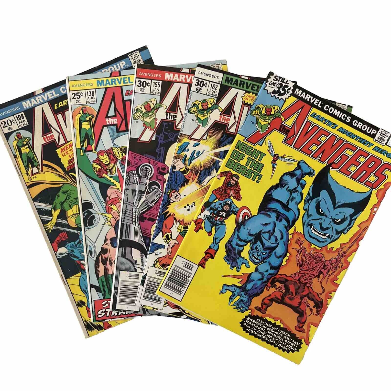 Avengers   108, 138, 155, 162, and 178   Marvel Comics   Lot of 5.