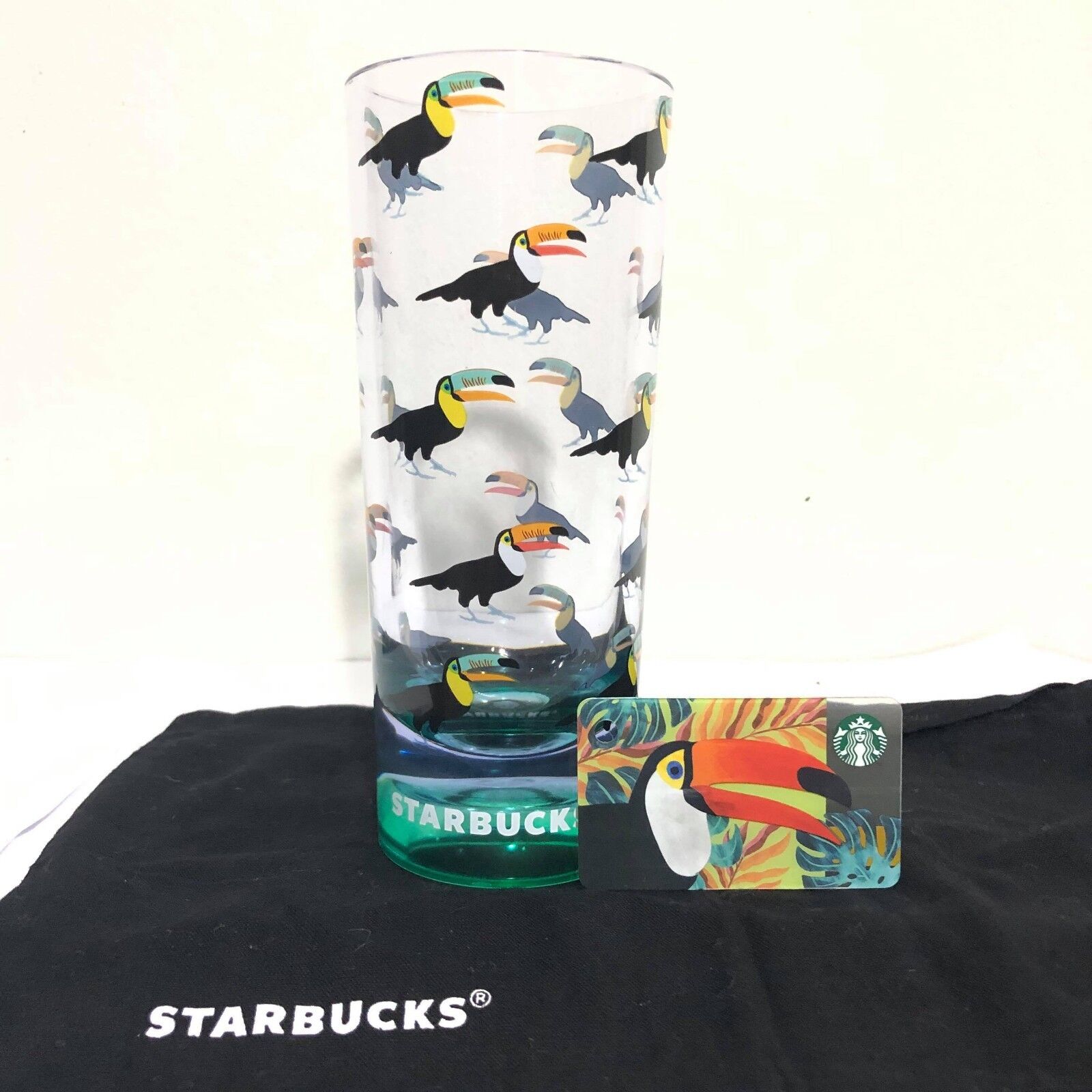 2Pcs Starbucks Cup Plastic Acrylic Toucan 2017 Mini Card Toucan Limited Thailand