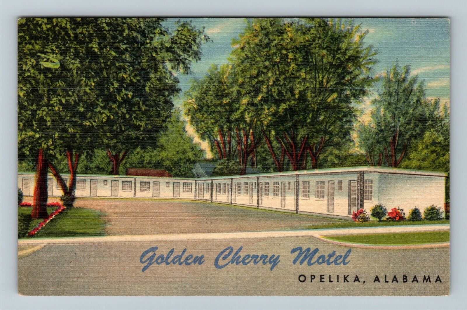 Opelika AL-Alabama, Golden Cherry Motel Vintage Souvenir Postcard