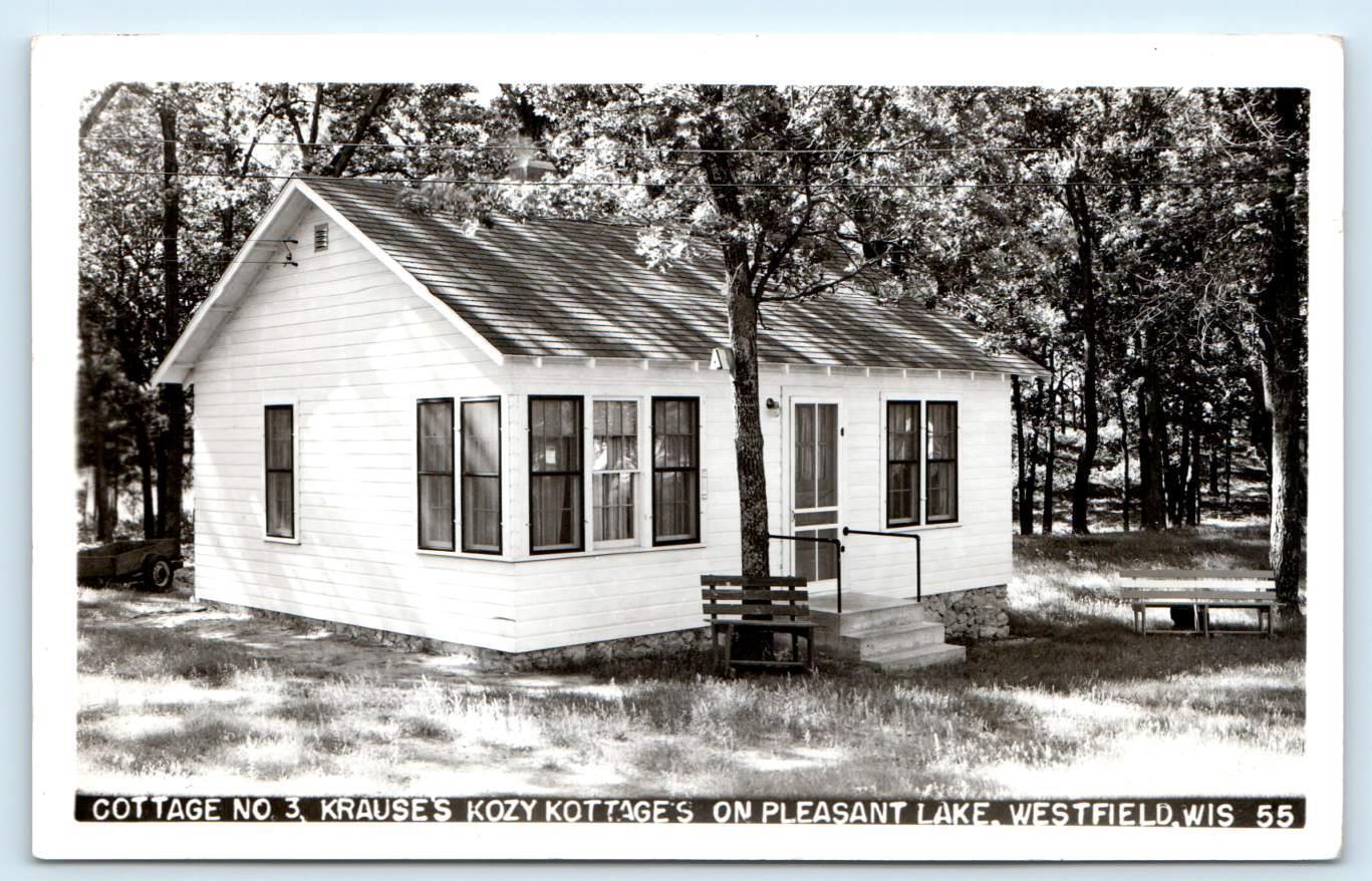 RPPC WESTFIELD, WI Wisconsin ~ COTTAGE #3 at KRAUSE\'S  c1950s Roadside Postcard