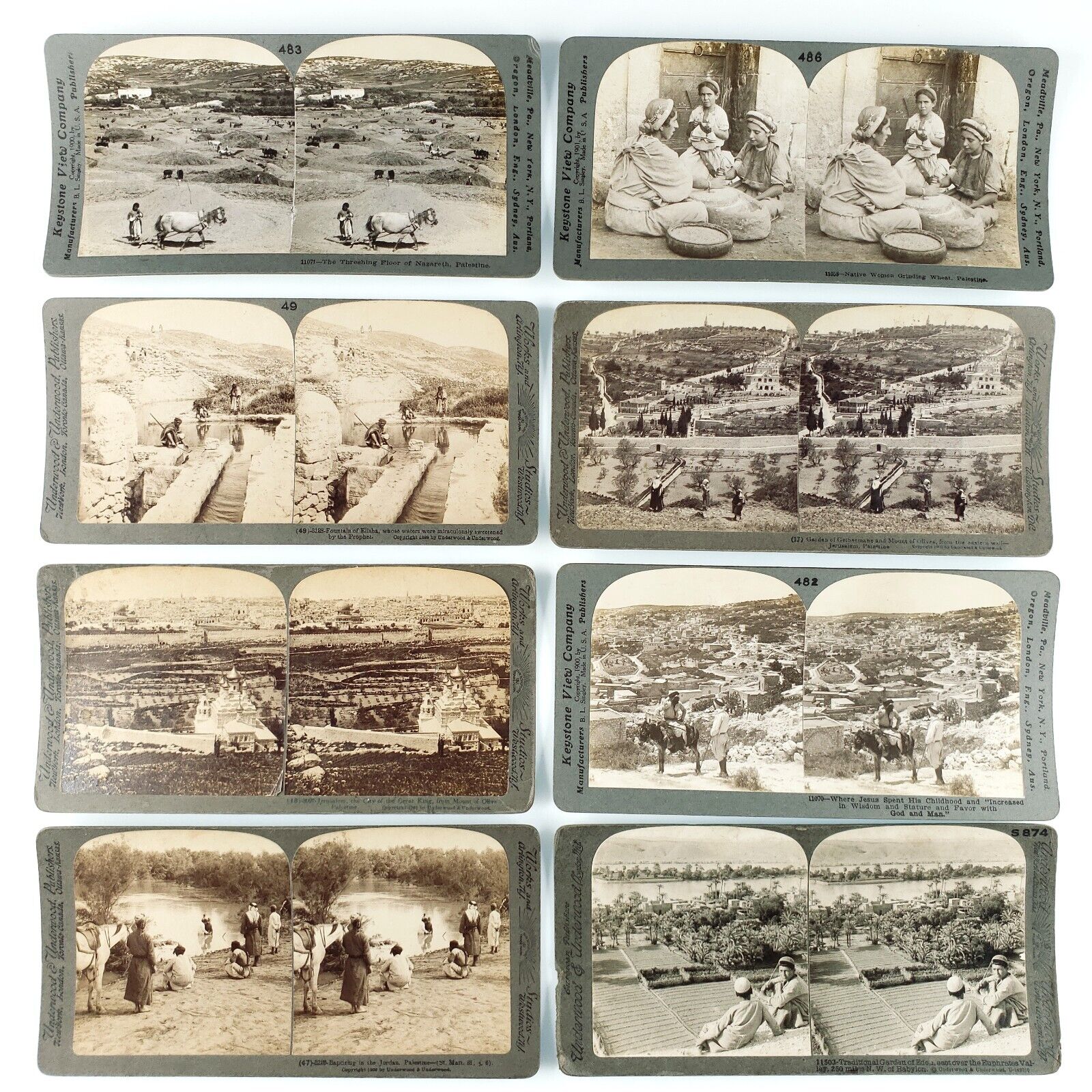 Ancient Palestine Stereoview Lot of 8 Antique Holy Land Israel Photo Set C1750